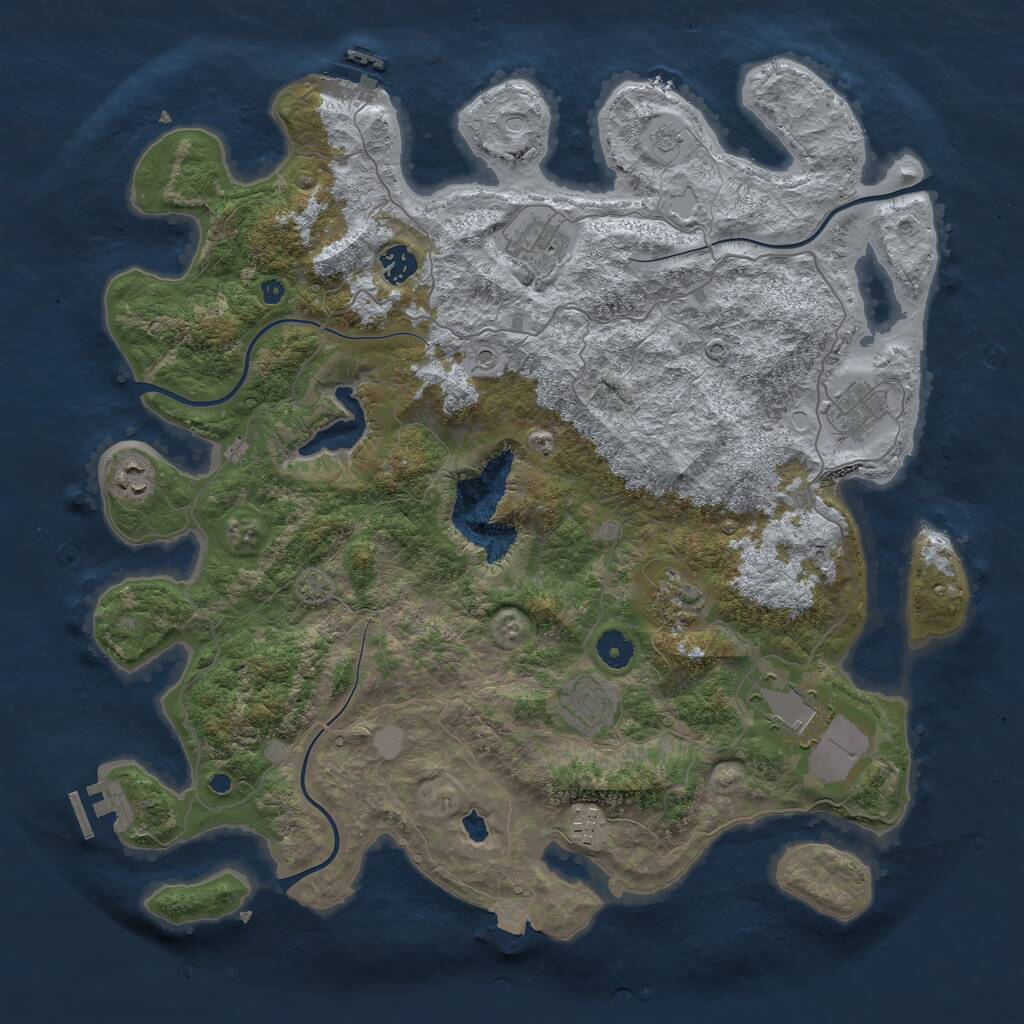 Rust Map: Procedural Map, Size: 4200, Seed: 689645734, 14 Monuments