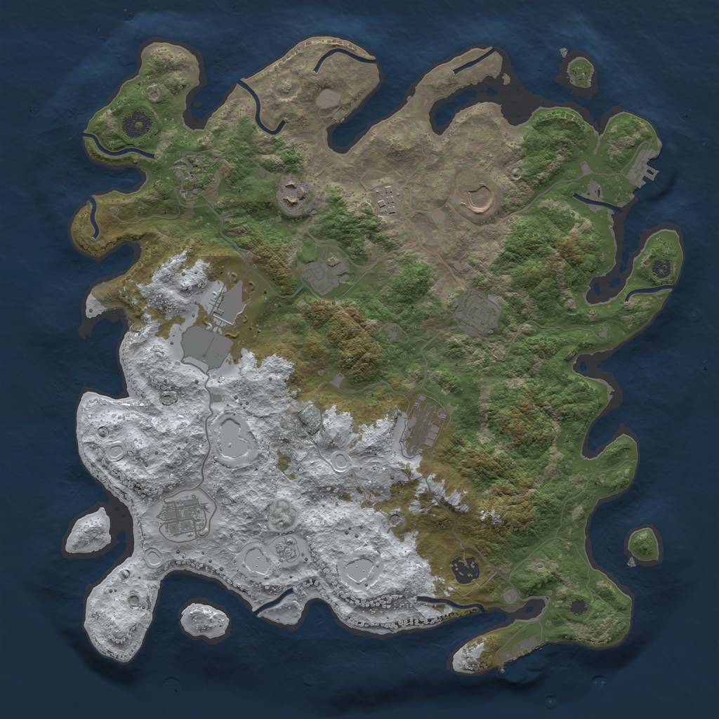 Rust Map: Procedural Map, Size: 3900, Seed: 365291, 19 Monuments