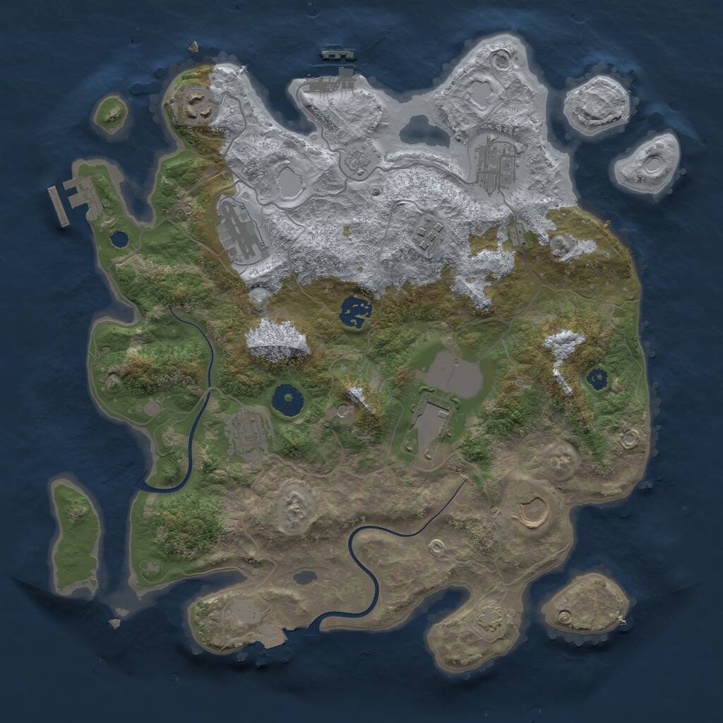 Rust Map: Procedural Map, Size: 3500, Seed: 49673, 14 Monuments