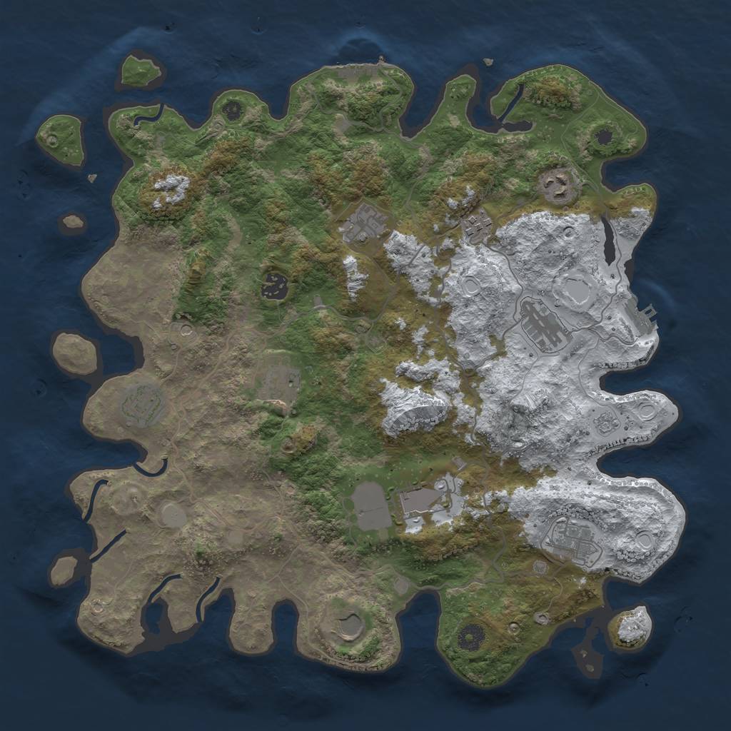 Rust Map: Procedural Map, Size: 4000, Seed: 9597, 19 Monuments