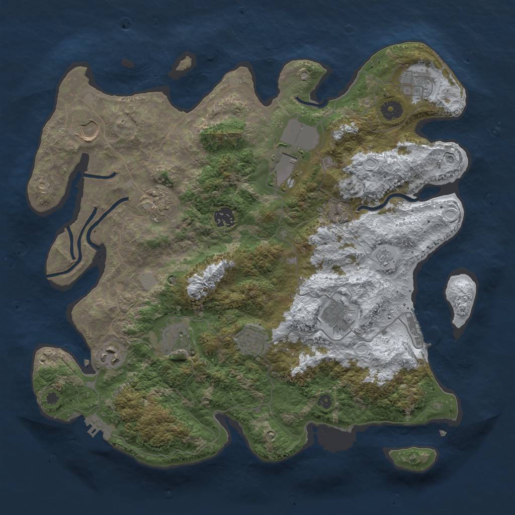 Rust Map: Procedural Map, Size: 3750, Seed: 50500, 17 Monuments