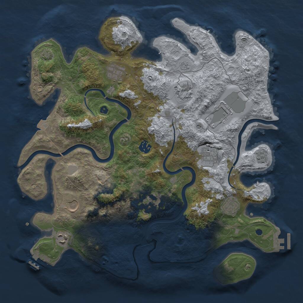 Rust Map: Procedural Map, Size: 3800, Seed: 65723, 16 Monuments