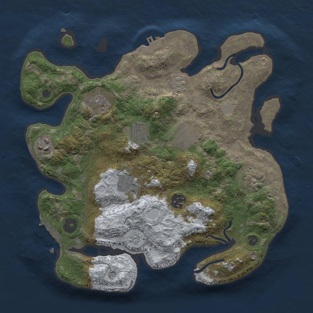 Rust Map: Procedural Map, Size: 3200, Seed: 3163536, 17 Monuments
