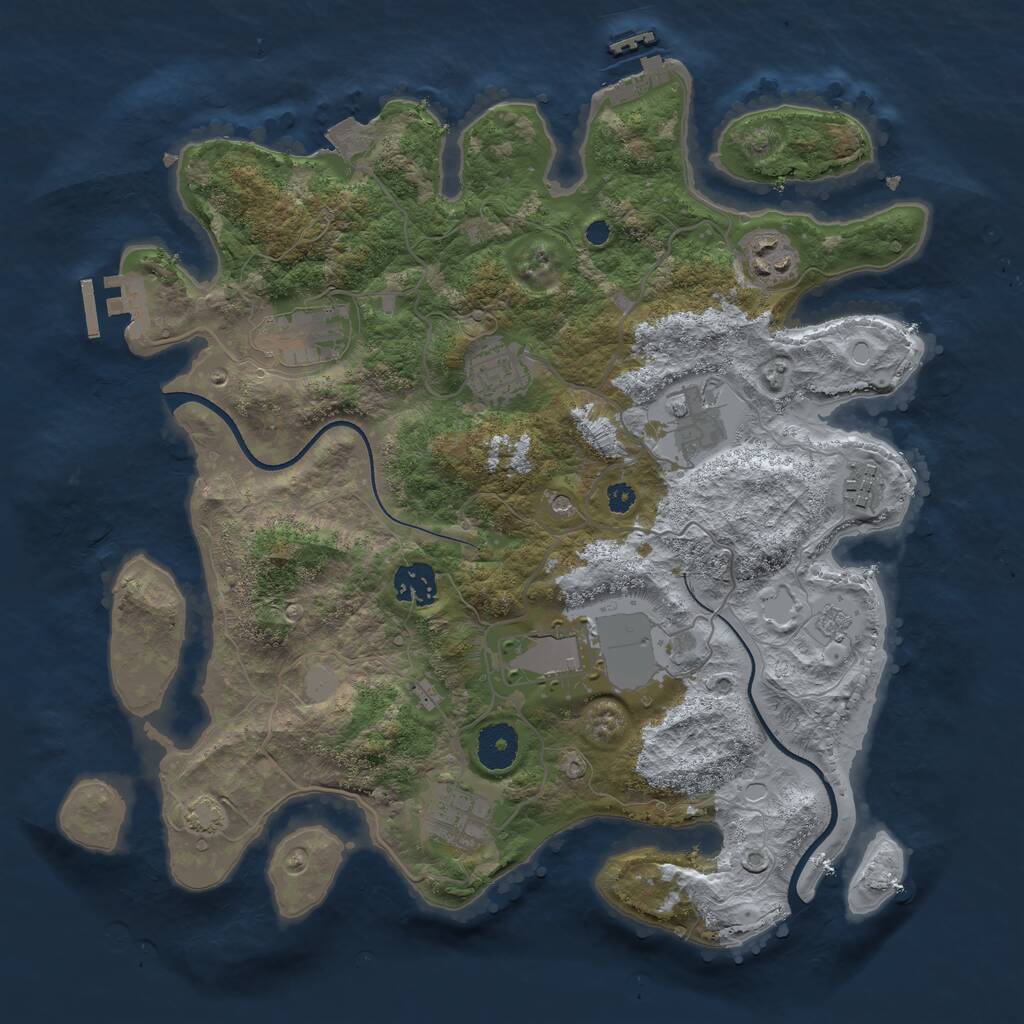Rust Map: Procedural Map, Size: 3500, Seed: 27841789, 14 Monuments