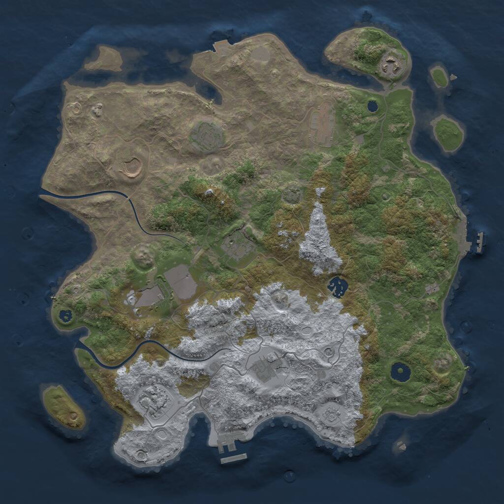 Rust Map: Procedural Map, Size: 3850, Seed: 763838399, 15 Monuments