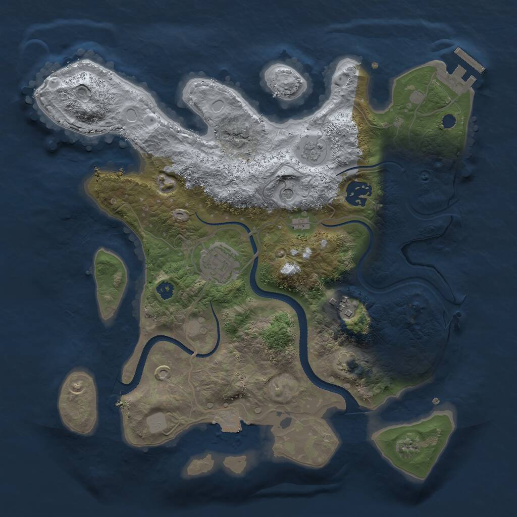 Rust Map: Procedural Map, Size: 3000, Seed: 2404045, 8 Monuments