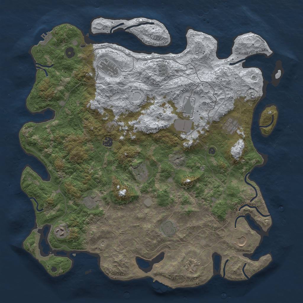 Rust Map: Procedural Map, Size: 4500, Seed: 1396540577, 20 Monuments