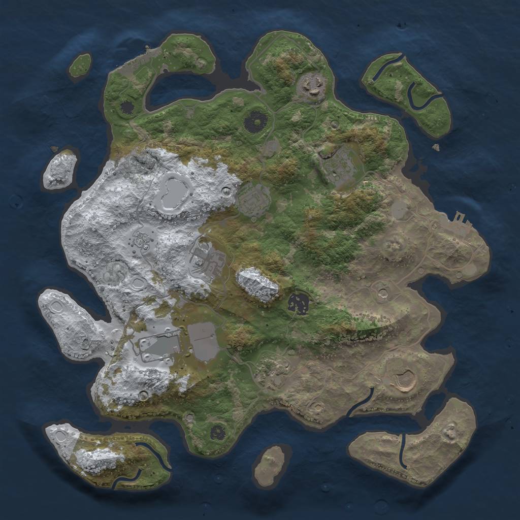 Rust Map: Procedural Map, Size: 3500, Seed: 223, 17 Monuments