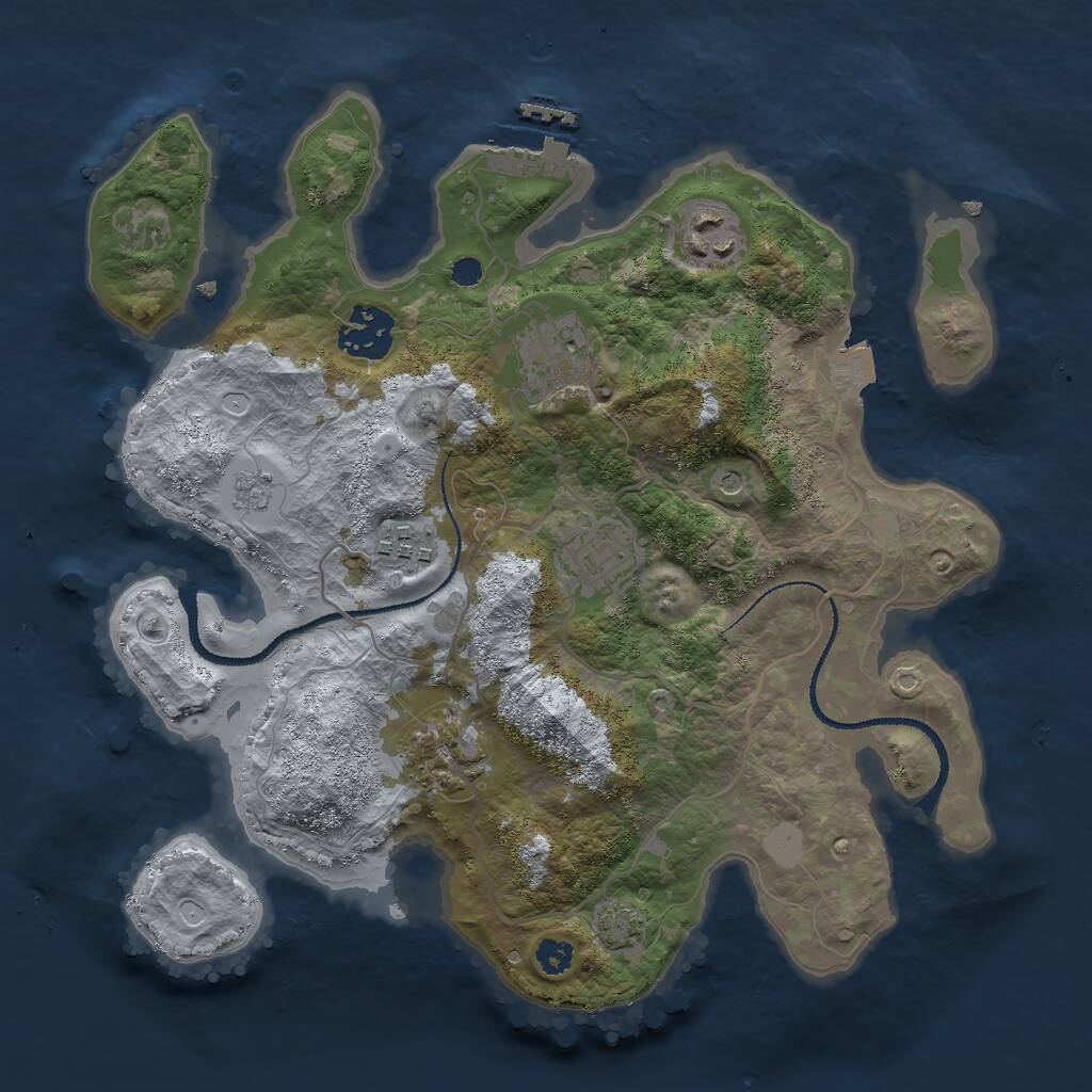 Rust Map: Procedural Map, Size: 3000, Seed: 57627, 11 Monuments