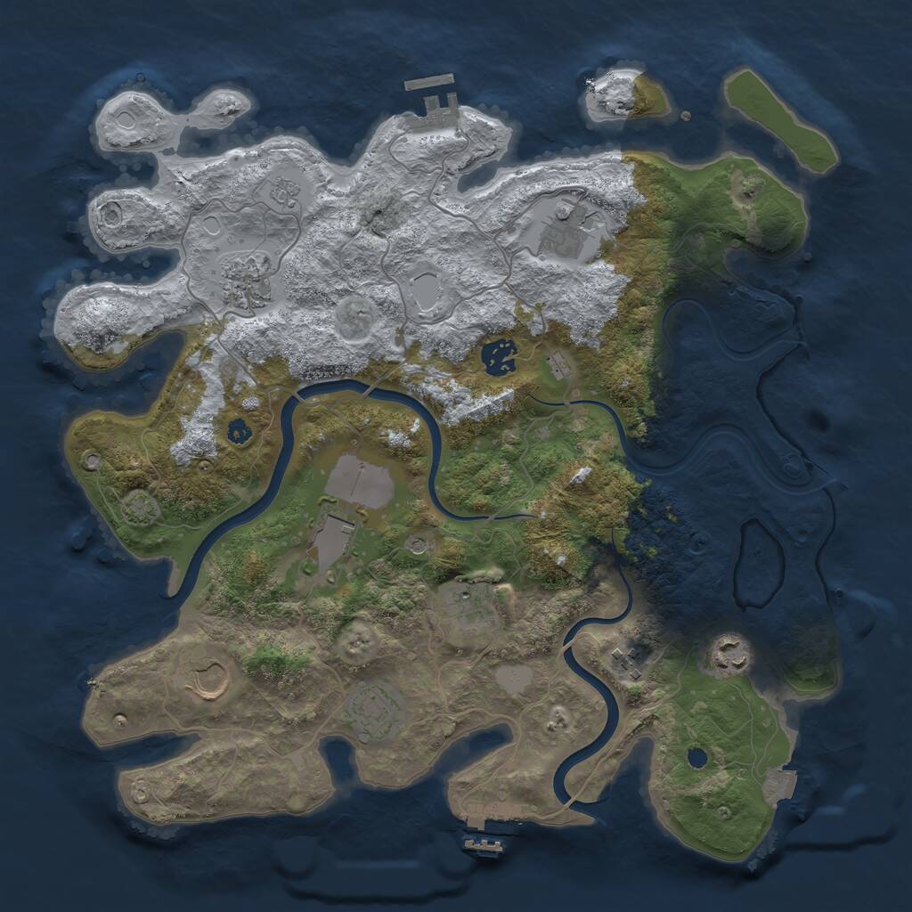 Rust Map: Procedural Map, Size: 3700, Seed: 2060270537, 15 Monuments