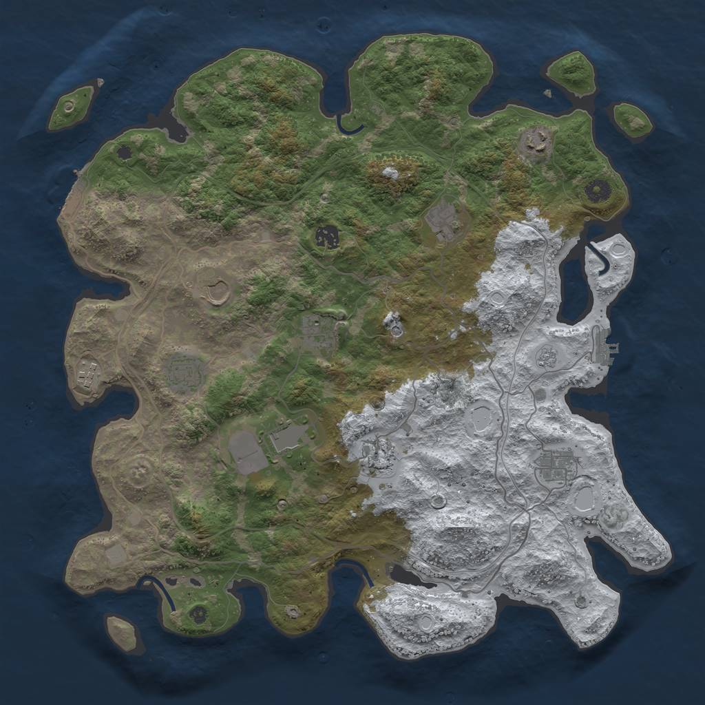 Rust Map: Procedural Map, Size: 4250, Seed: 54875, 19 Monuments