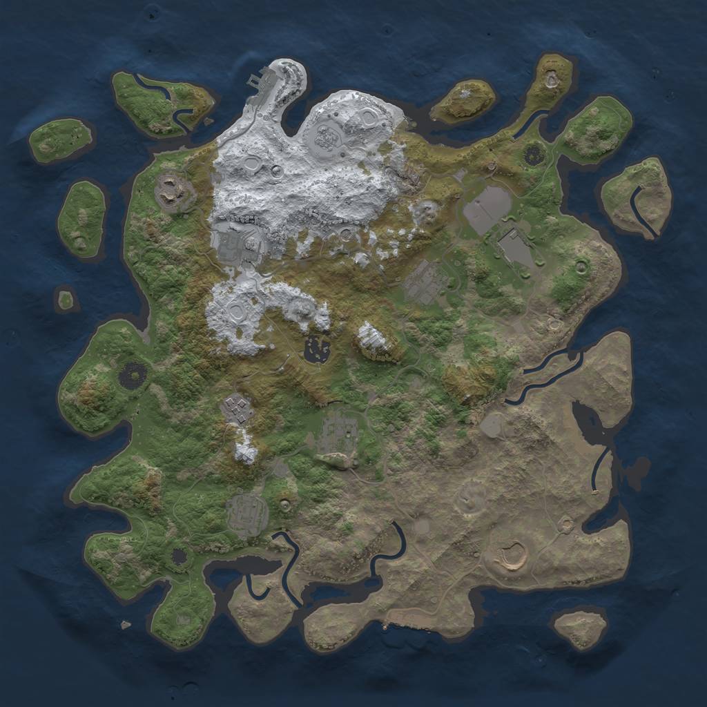 Rust Map: Procedural Map, Size: 3800, Seed: 1924740030, 18 Monuments
