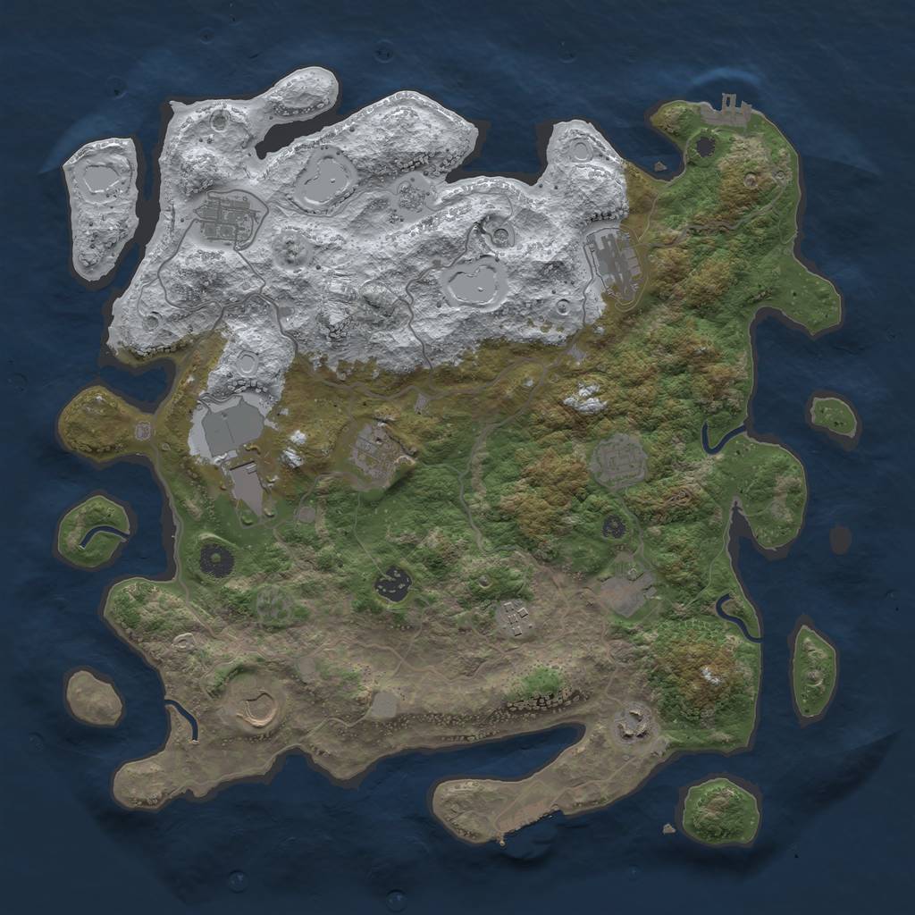 Rust Map: Procedural Map, Size: 4000, Seed: 965678, 19 Monuments