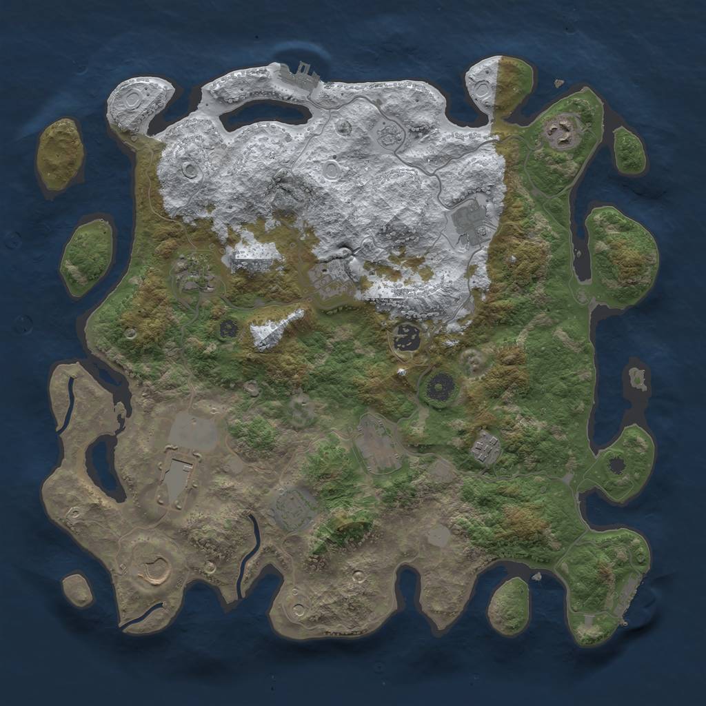 Rust Map: Procedural Map, Size: 3850, Seed: 434134471, 19 Monuments