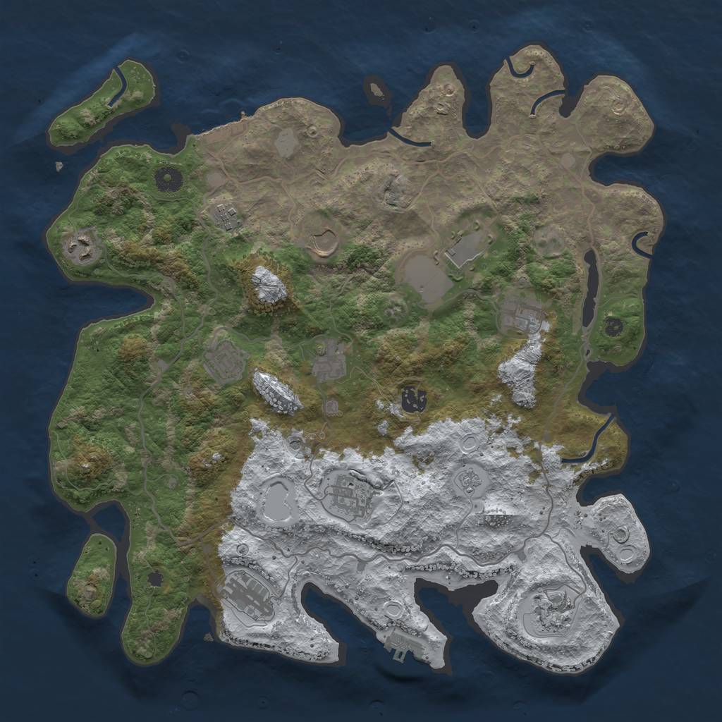 Rust Map: Procedural Map, Size: 4000, Seed: 68512632, 20 Monuments