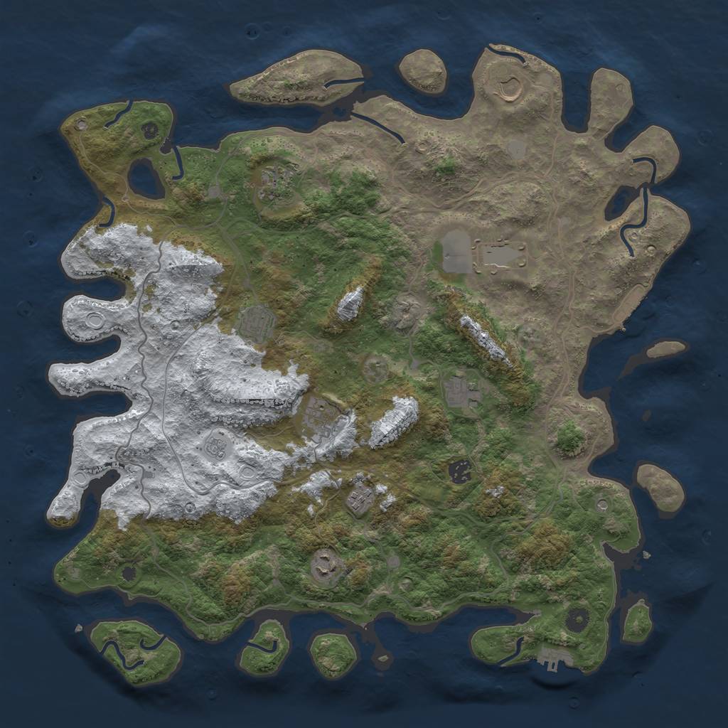 Rust Map: Procedural Map, Size: 4500, Seed: 776516582, 18 Monuments