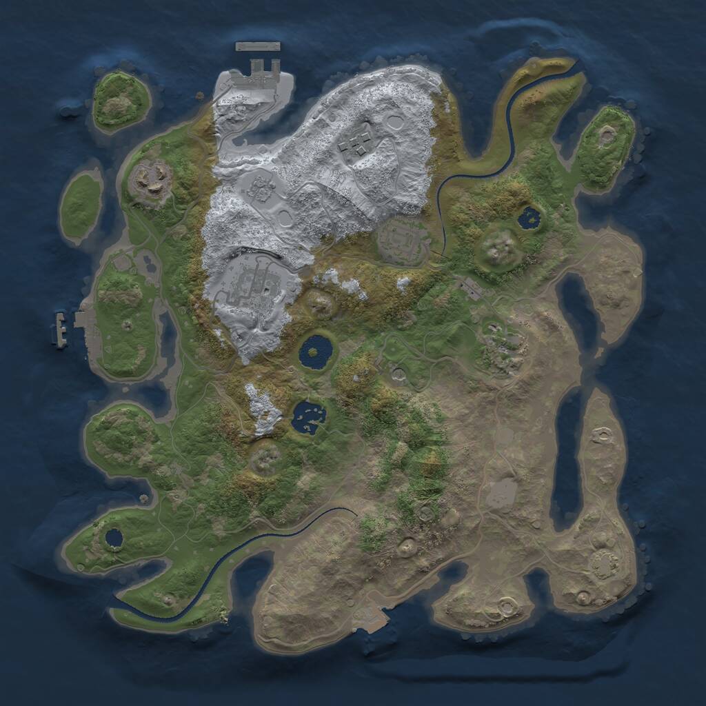 Rust Map: Procedural Map, Size: 3200, Seed: 2626388, 12 Monuments