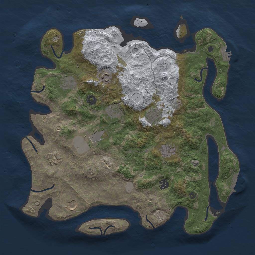 Rust Map: Procedural Map, Size: 3750, Seed: 654882684, 19 Monuments
