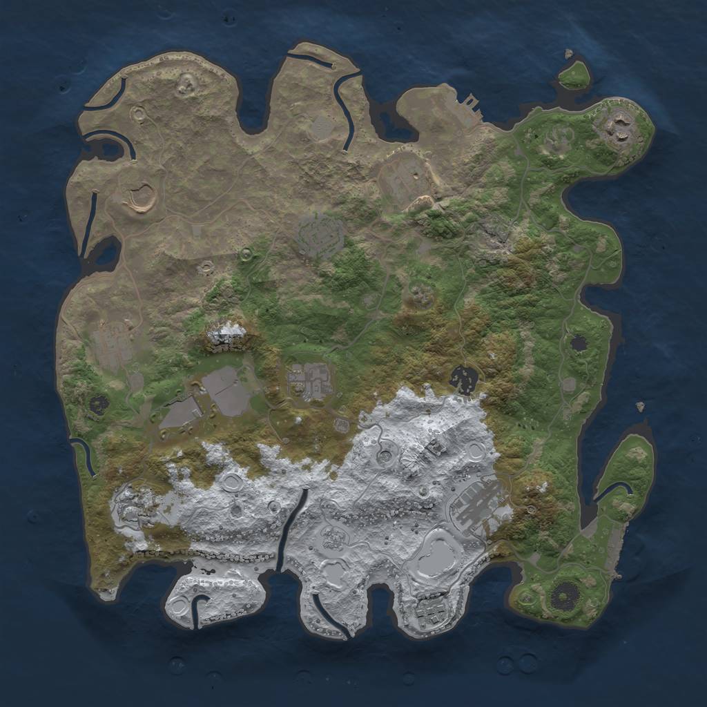 Rust Map: Procedural Map, Size: 3700, Seed: 1879790982, 20 Monuments