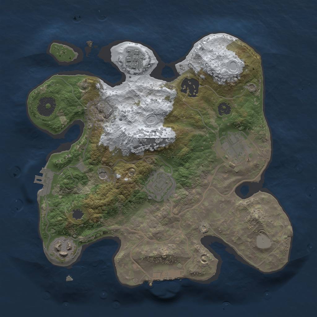 Rust Map: Procedural Map, Size: 2500, Seed: 719461567, 13 Monuments