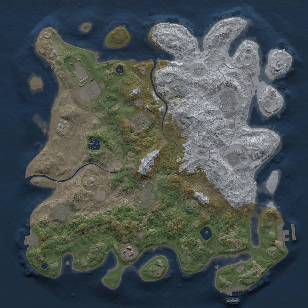 Rust Map: Procedural Map, Size: 3850, Seed: 1134172963, 15 Monuments