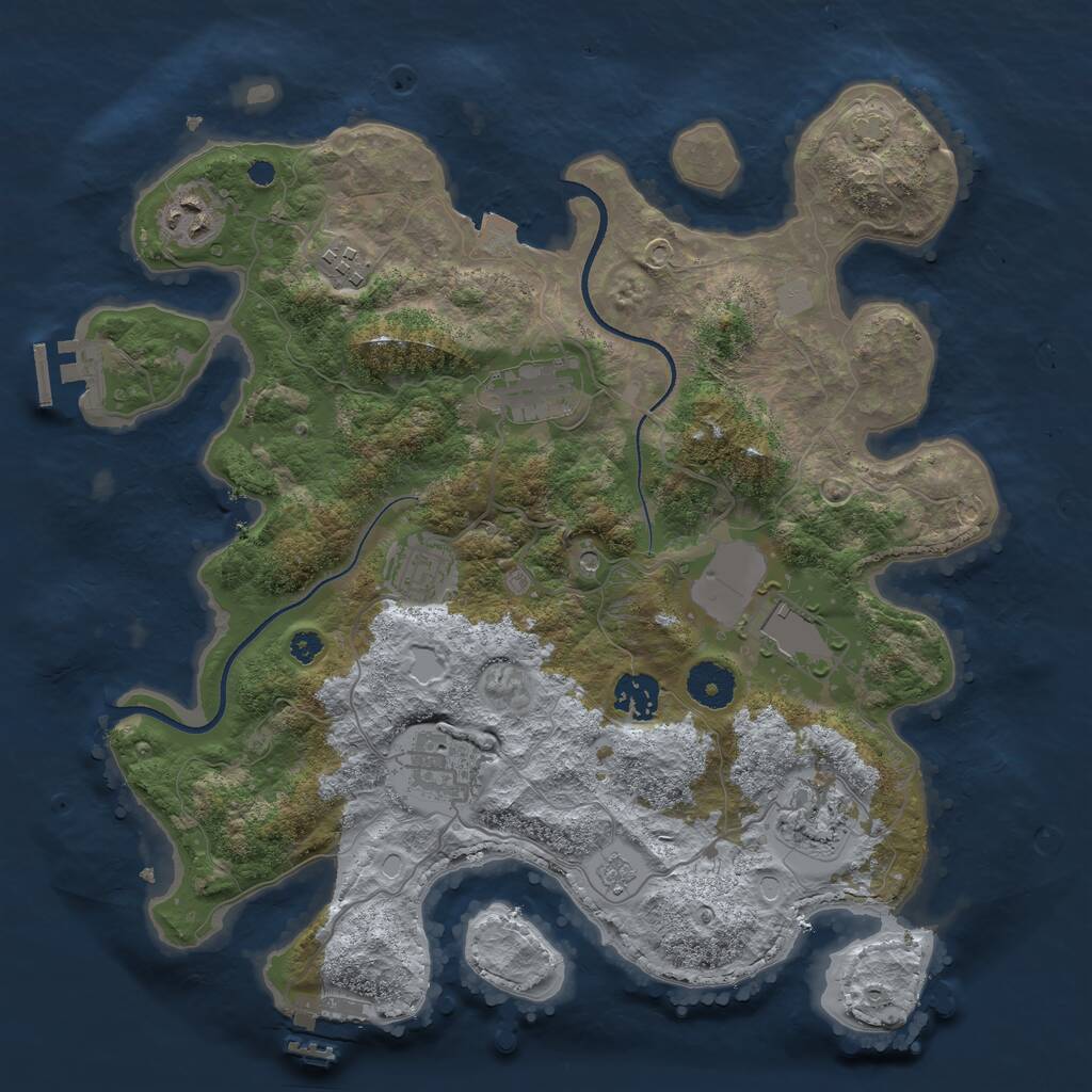 Rust Map: Procedural Map, Size: 3500, Seed: 202972071, 14 Monuments