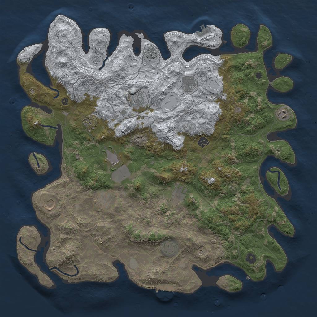 Rust Map: Procedural Map, Size: 4500, Seed: 345345, 20 Monuments
