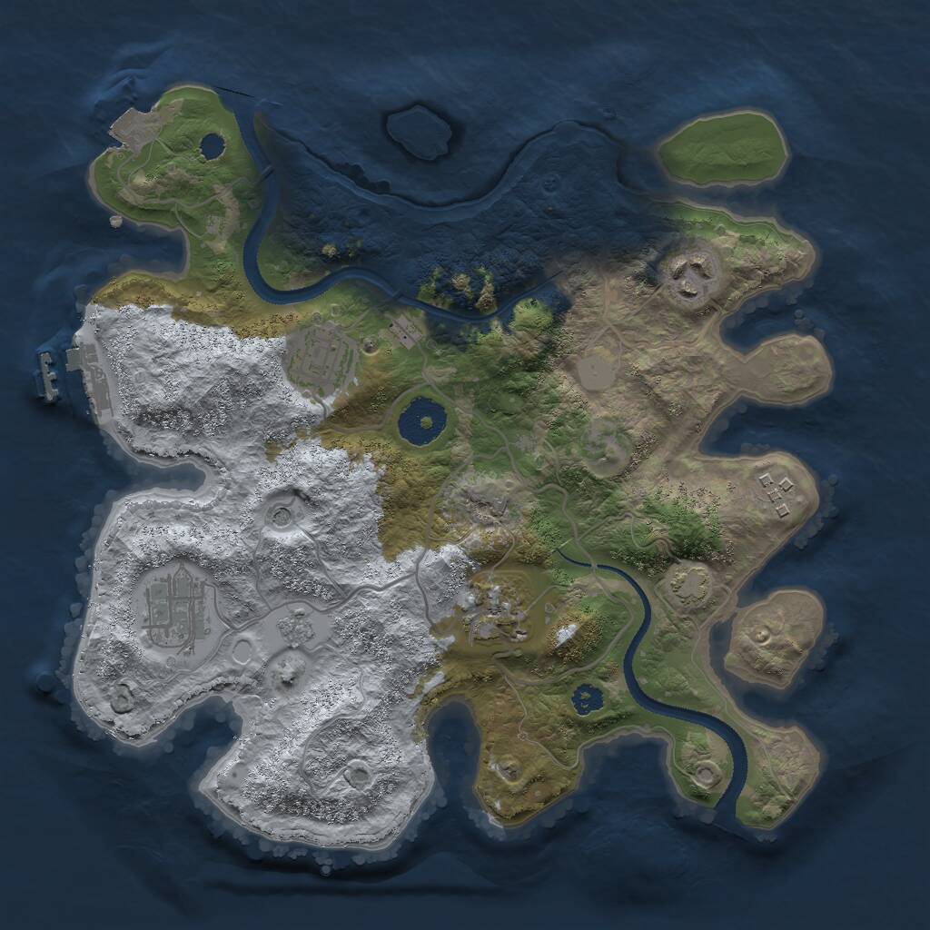 Rust Map: Procedural Map, Size: 3000, Seed: 49538, 10 Monuments