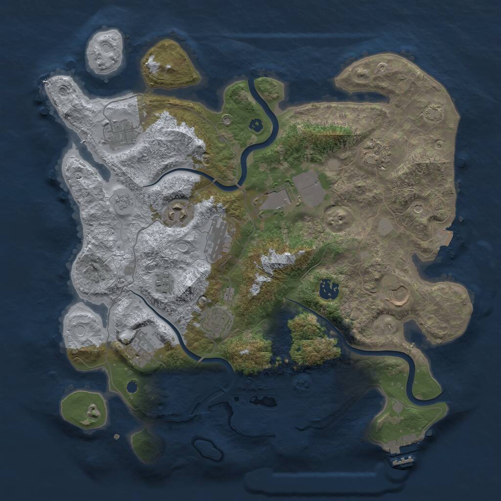 Rust Map: Procedural Map, Size: 3700, Seed: 209821060, 16 Monuments
