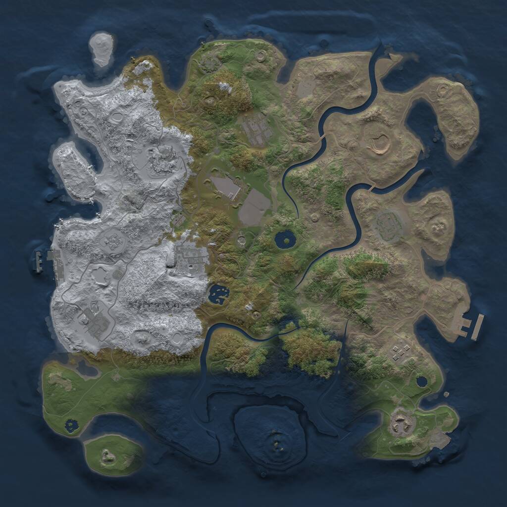 Rust Map: Procedural Map, Size: 3800, Seed: 3456765, 16 Monuments
