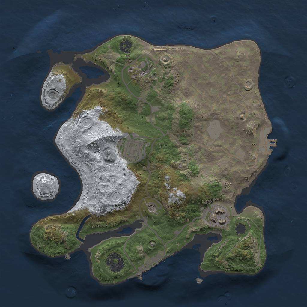 Rust Map: Procedural Map, Size: 2500, Seed: 833678353, 11 Monuments