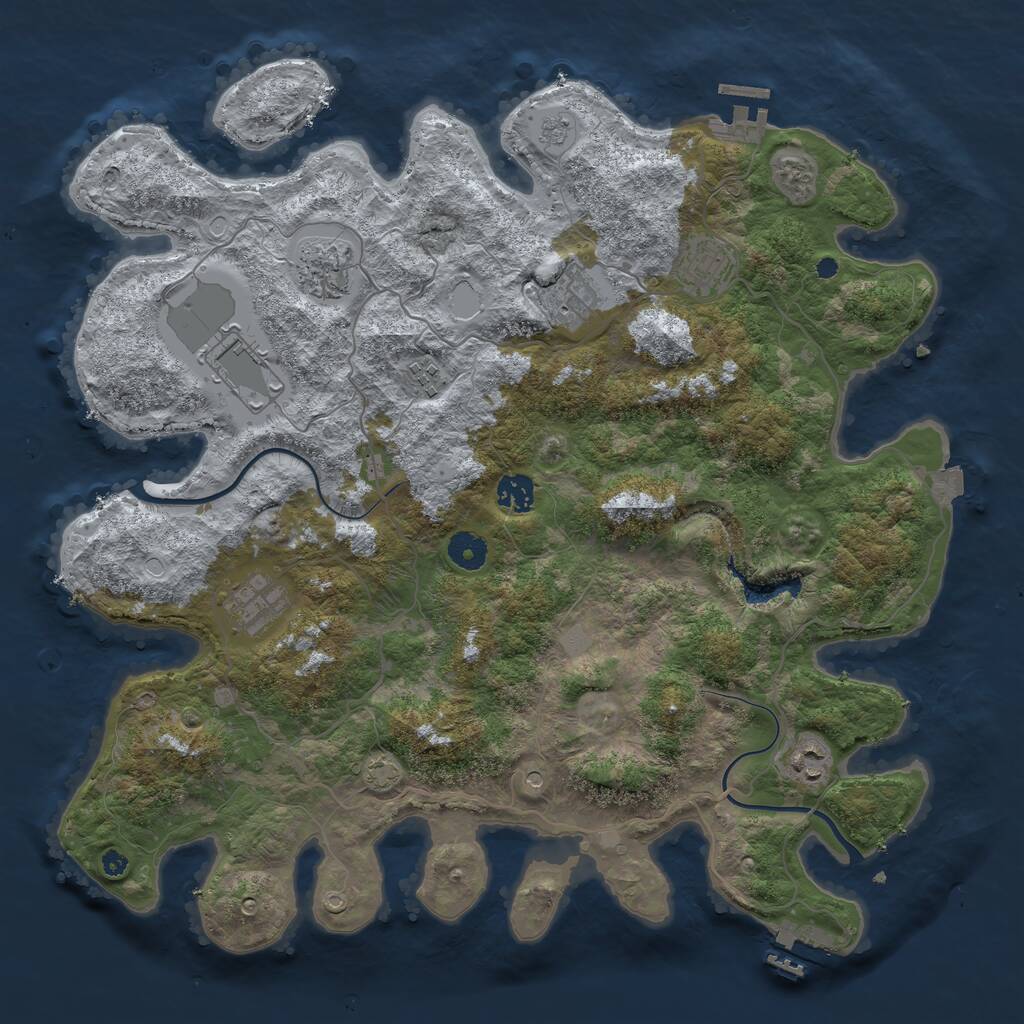 Rust Map: Procedural Map, Size: 4000, Seed: 88997939, 14 Monuments