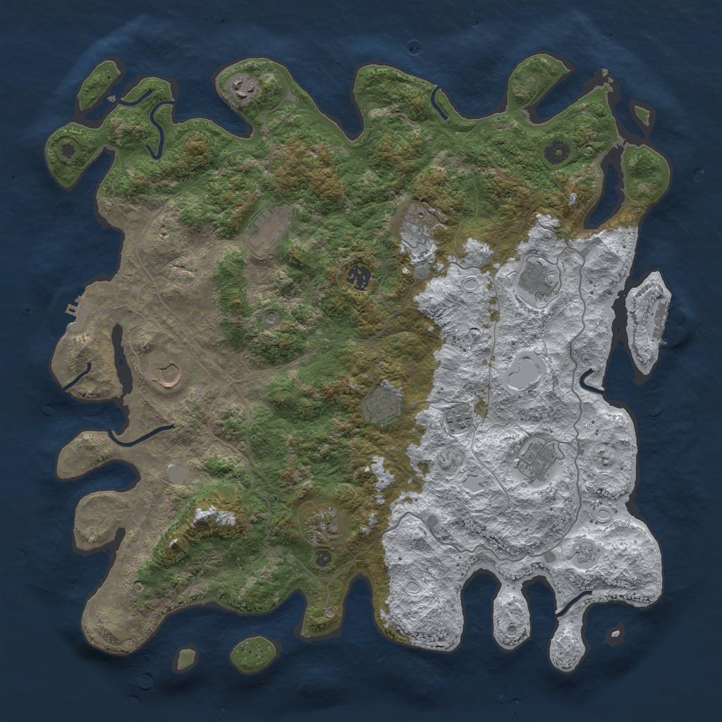 Rust Map: Procedural Map, Size: 4500, Seed: 1704, 19 Monuments