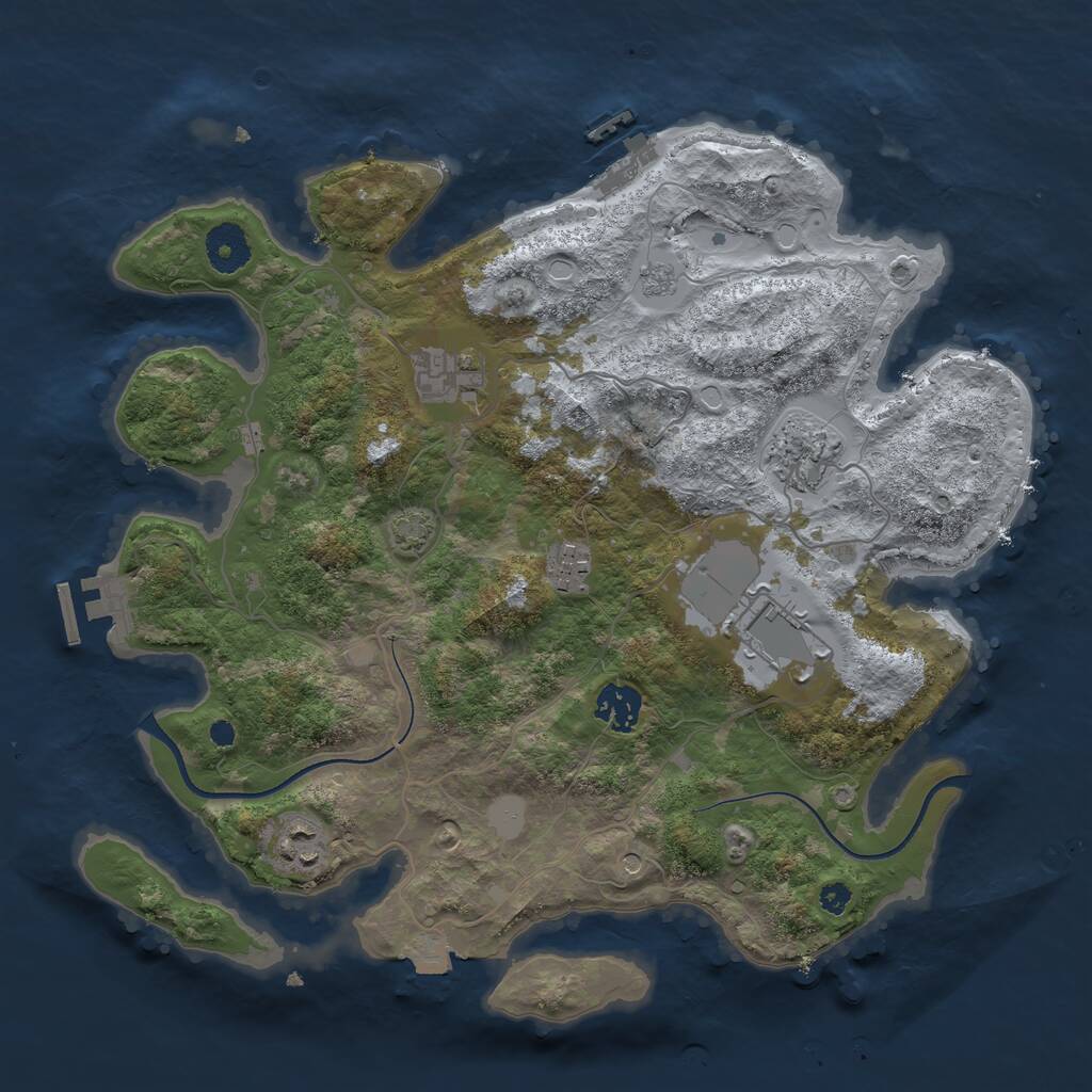 Rust Map: Procedural Map, Size: 3500, Seed: 1540307359, 12 Monuments