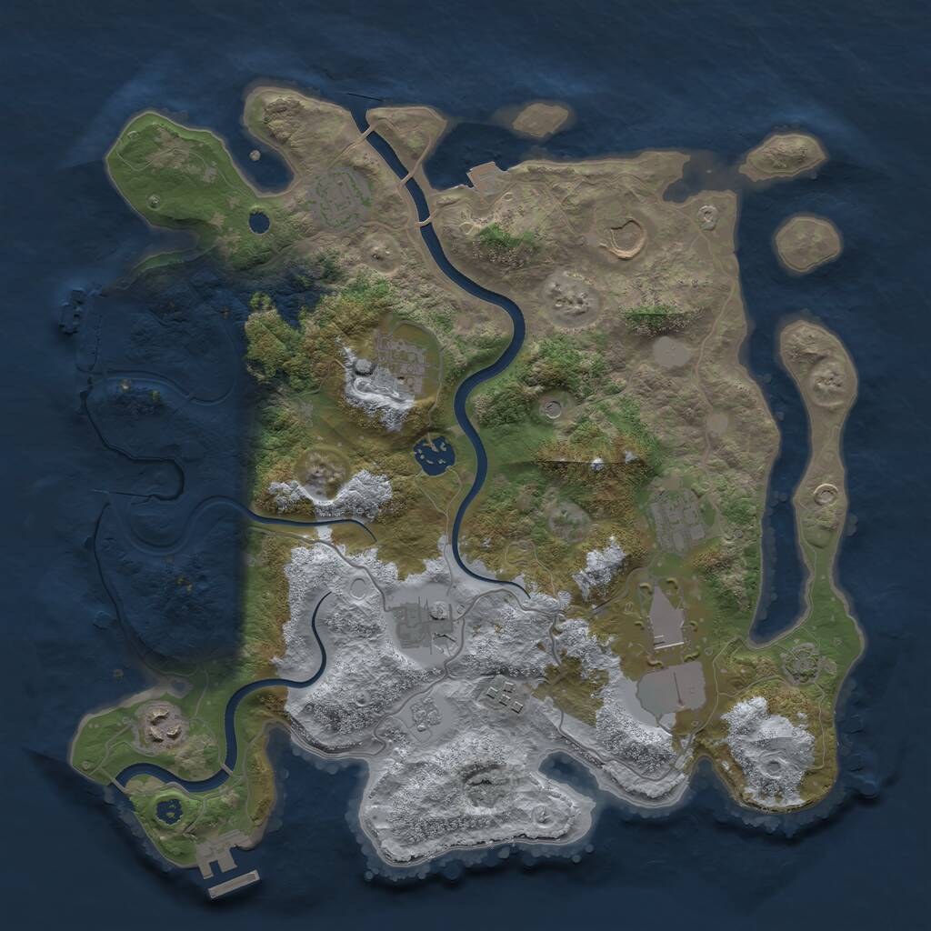 Rust Map: Procedural Map, Size: 3600, Seed: 7773728, 15 Monuments