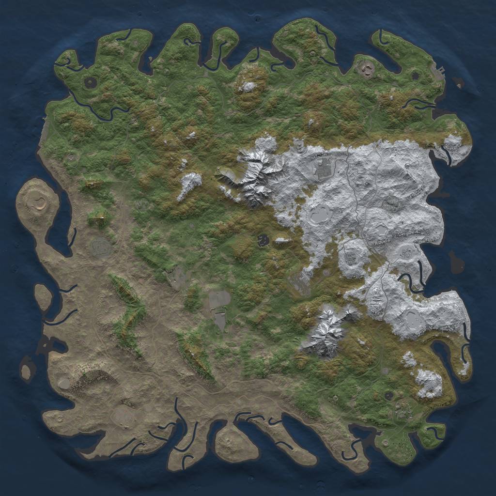 Rust Map: Procedural Map, Size: 6000, Seed: 54363, 20 Monuments