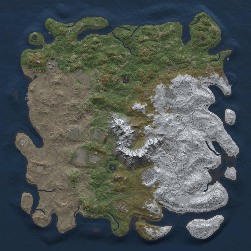 Rust Map: Procedural Map, Size: 5000, Seed: 1234123, 20 Monuments