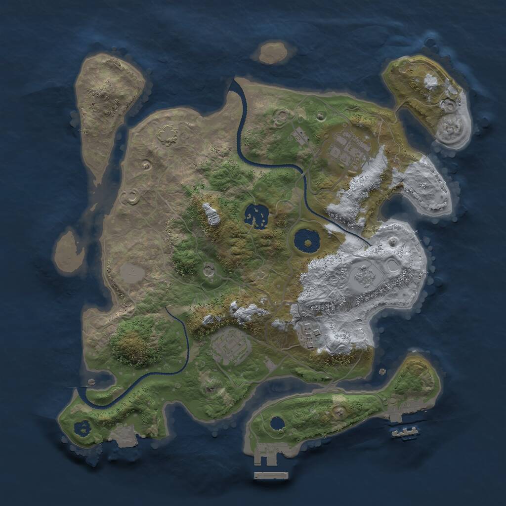 Rust Map: Procedural Map, Size: 3000, Seed: 87654, 10 Monuments