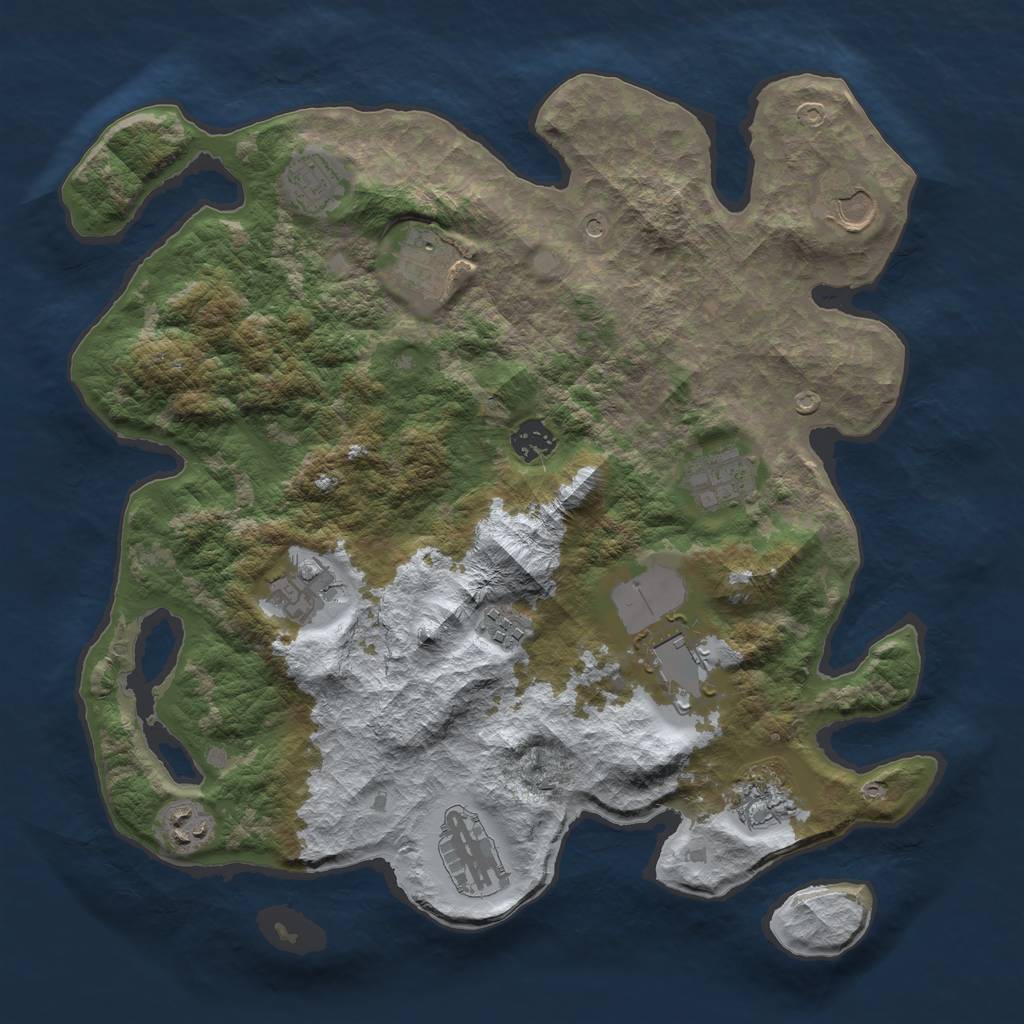 Rust Map: Barren, Size: 3700, Seed: 137, 14 Monuments