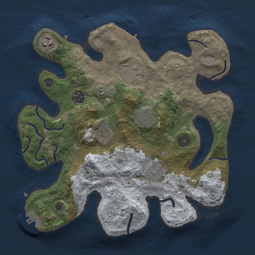Rust Map: Procedural Map, Size: 3000, Seed: 48717, 15 Monuments