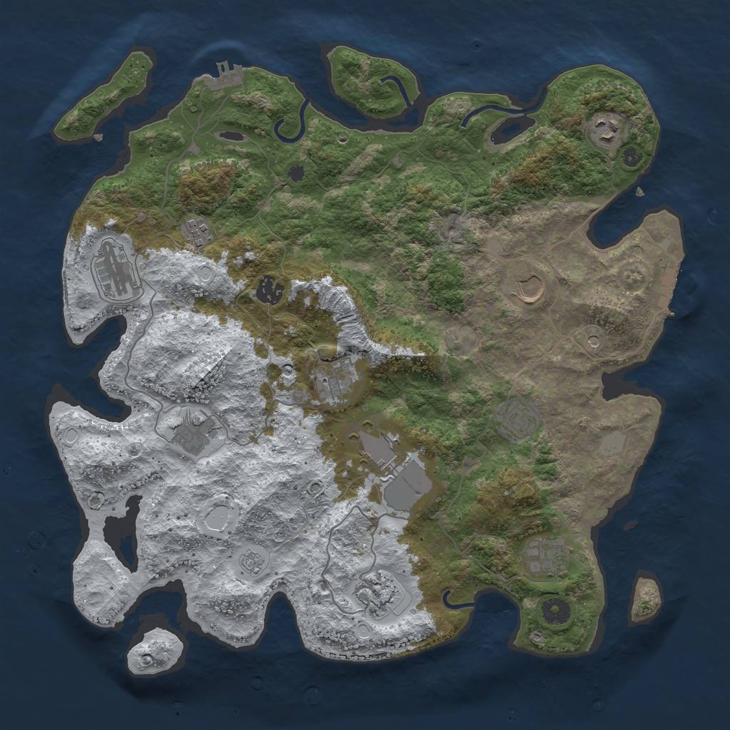 Rust Map: Procedural Map, Size: 3950, Seed: 339500684, 20 Monuments