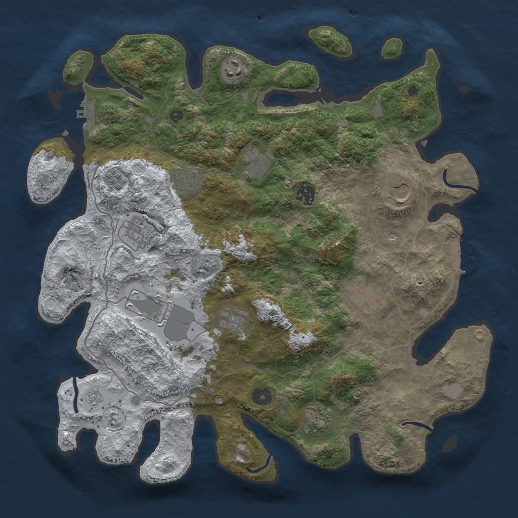 Rust Map: Procedural Map, Size: 4000, Seed: 42024373, 20 Monuments