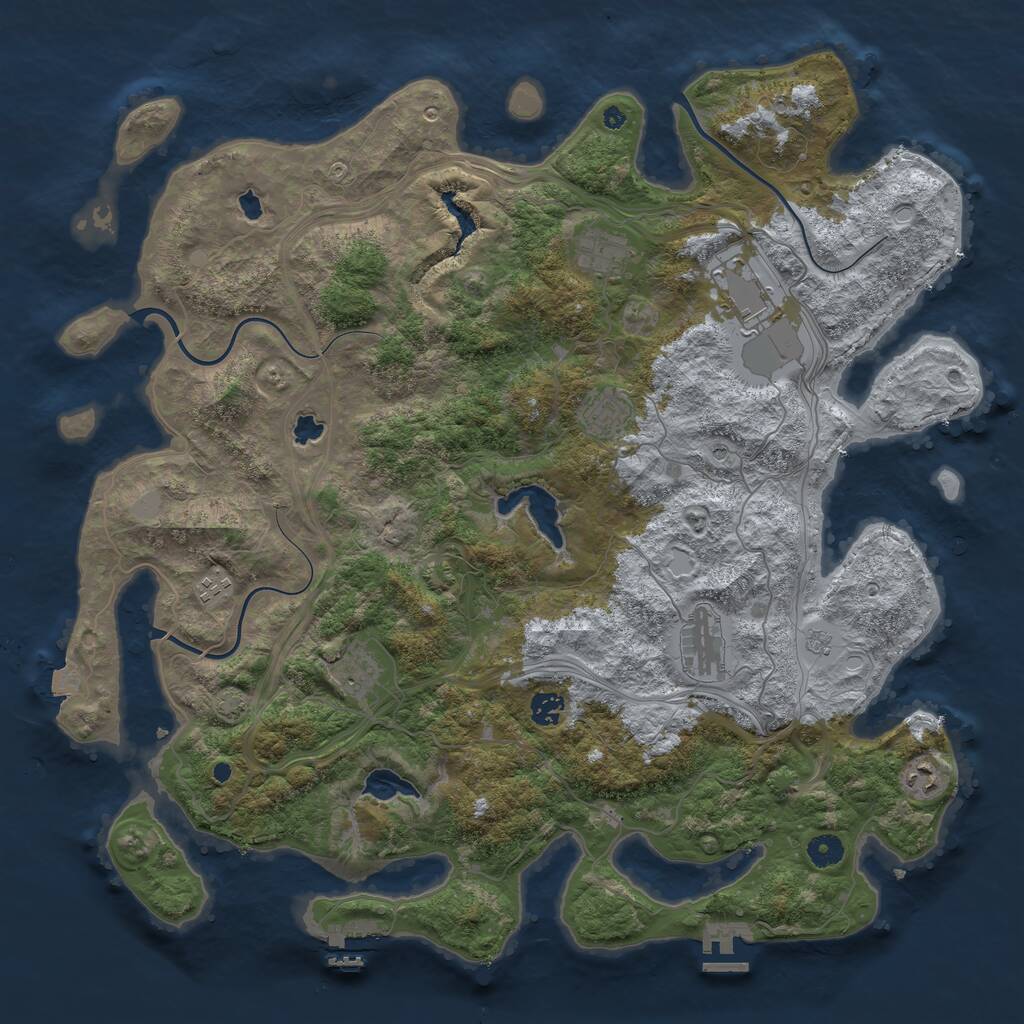 Rust Map: Procedural Map, Size: 4500, Seed: 13252312, 14 Monuments