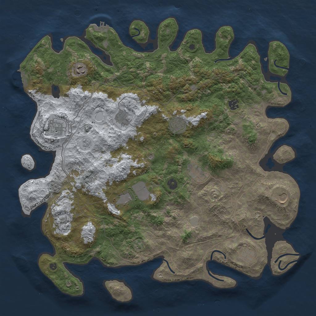 Rust Map: Procedural Map, Size: 4500, Seed: 47672528, 20 Monuments
