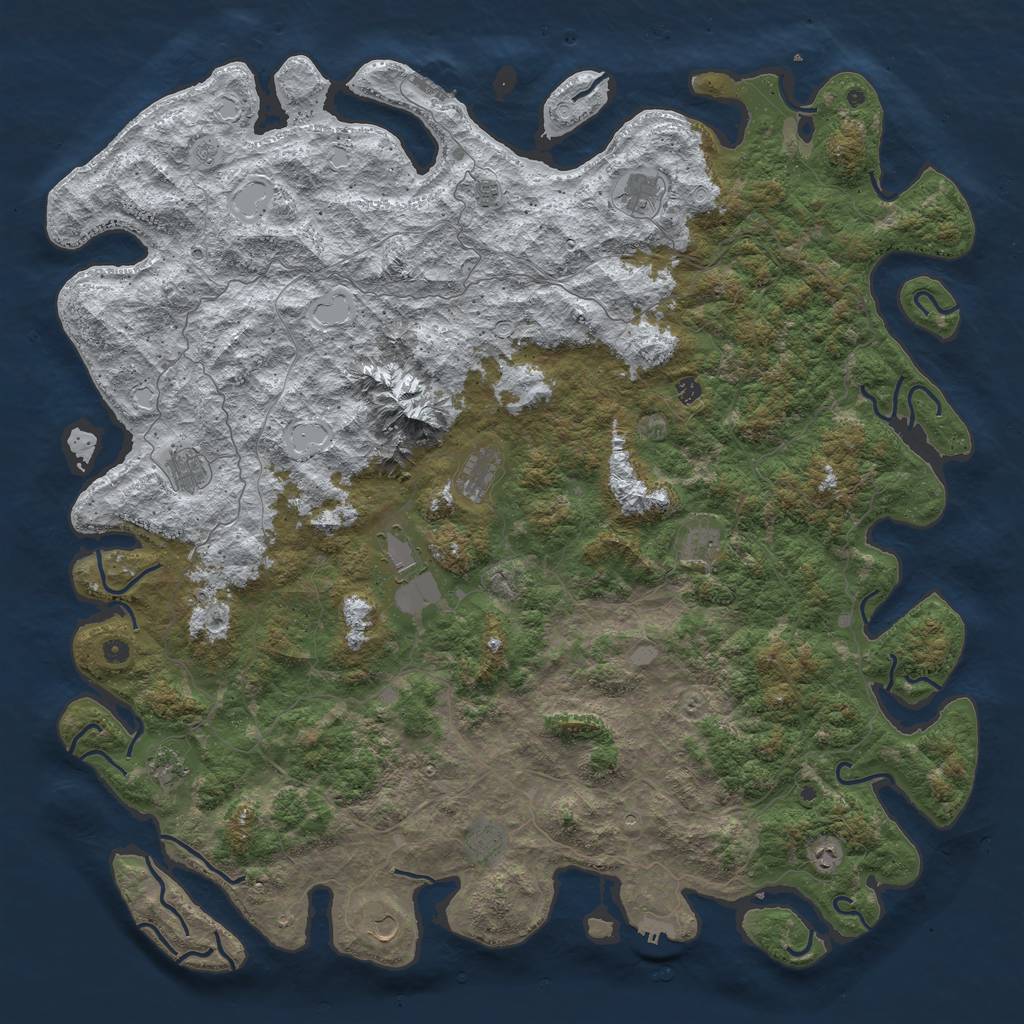 Rust Map: Procedural Map, Size: 6000, Seed: 1692399650, 20 Monuments
