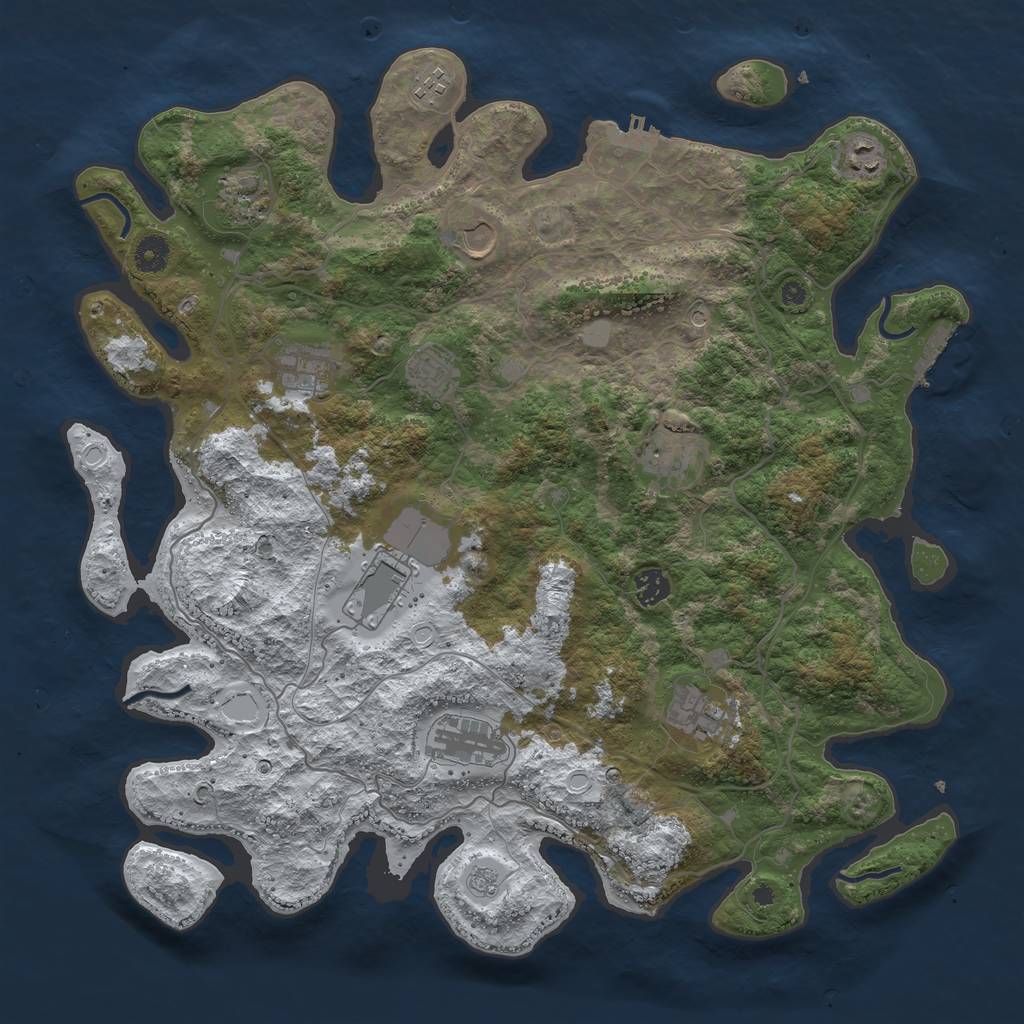 Rust Map: Procedural Map, Size: 4250, Seed: 1636114, 20 Monuments