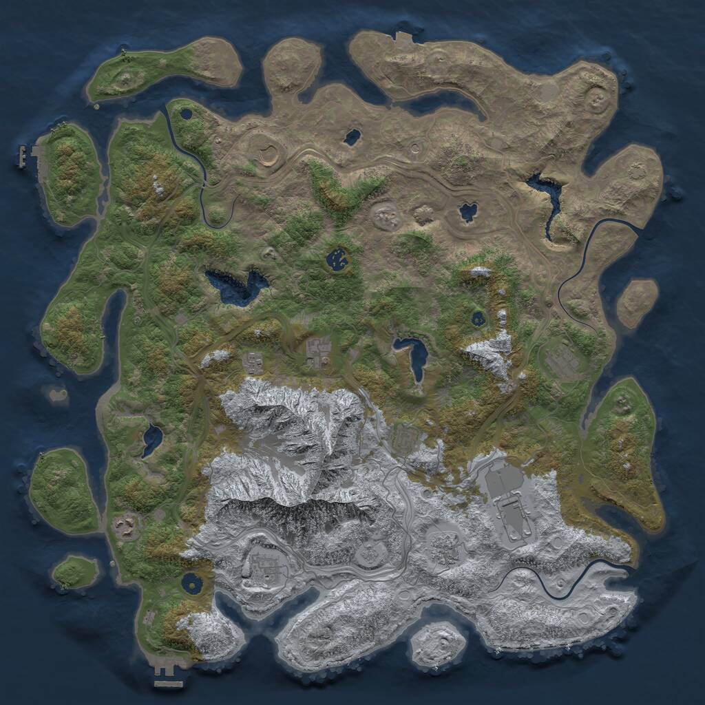 Rust Map: Procedural Map, Size: 5000, Seed: 1397282531, 16 Monuments