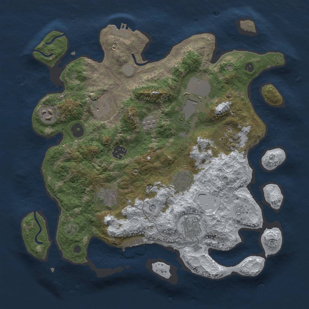 Rust Map: Procedural Map, Size: 3500, Seed: 398034034, 18 Monuments