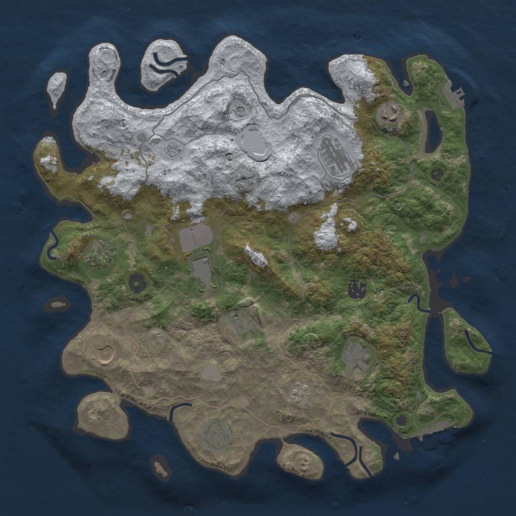 Rust Map: Procedural Map, Size: 4000, Seed: 1846891, 19 Monuments