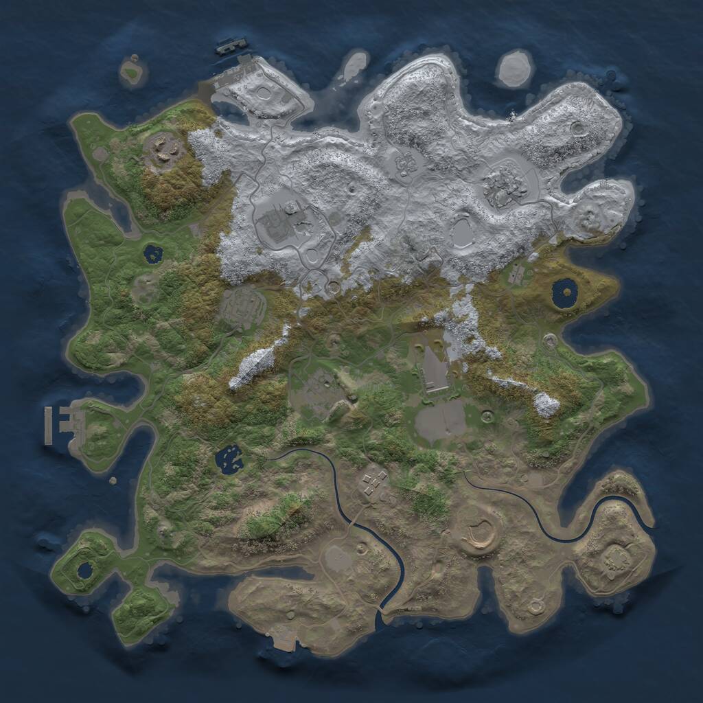 Rust Map: Procedural Map, Size: 3700, Seed: 405850516, 15 Monuments